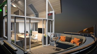 VaarHuis model 3.0 - de water cottage avond loungedek