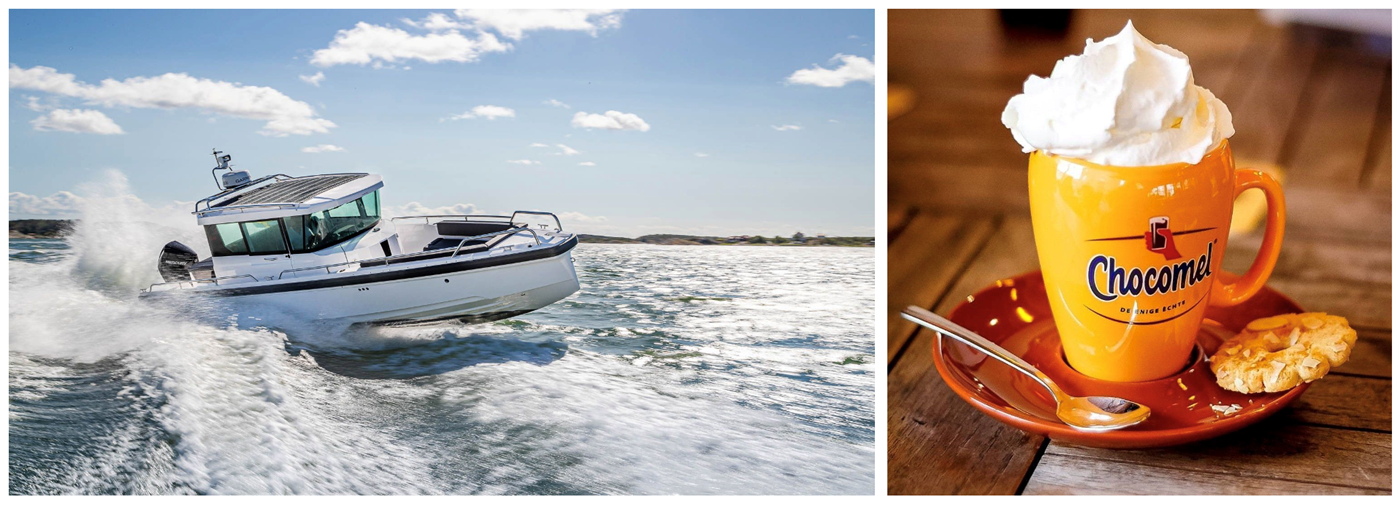 Warme chocolademelk tijdens proefvaren bij Kempers Watersport