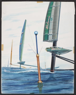 Zeilrace-met-futuristische-draagvleugelprauwen-1981-Robbert-Das-collectie-Het-Scheepvaartmuseum