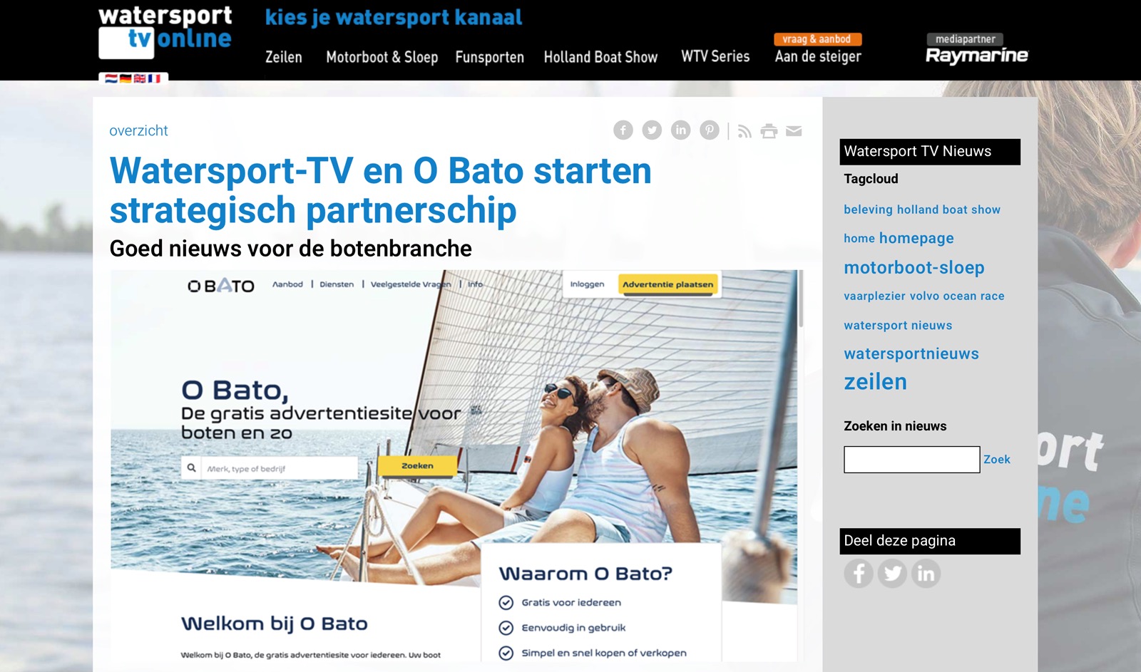 Partnership Watersport-TV en O Bato met enthousiasme begroet
