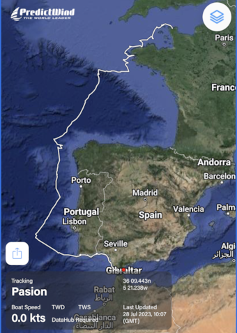 Route op Predict Wind van het deel dat Jetty solo heeft gezeild