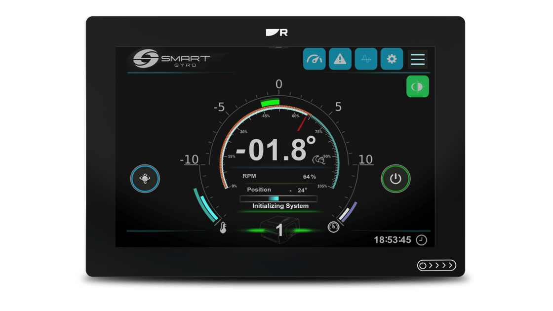 Smartgyro stabilisatie integratie op Raymarine Axiom kaartplotterdisplays
